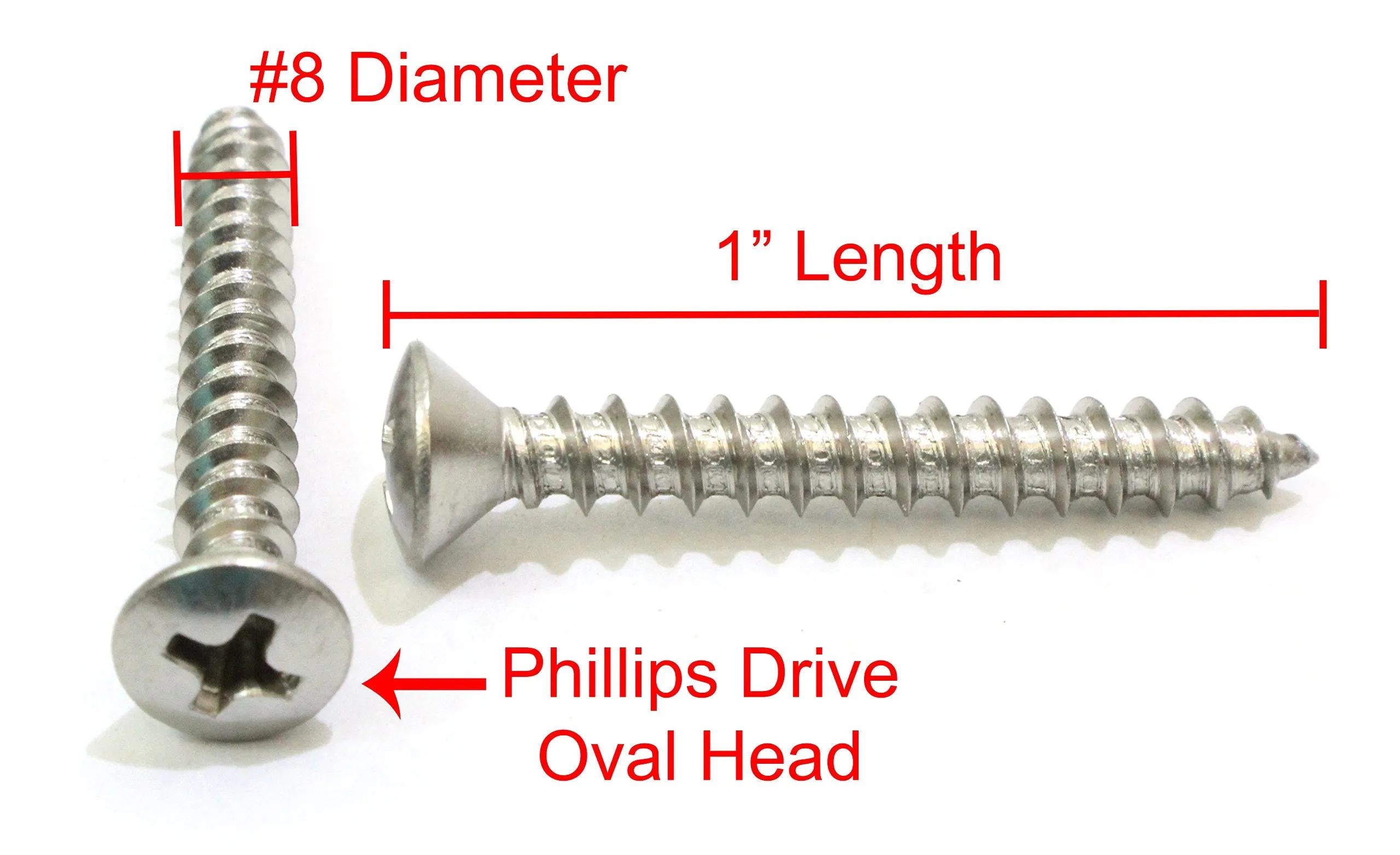 10 X 3-1/2" Stainless Oval Head Phillips Wood Screw (25pc) 18-8 (304) Stainless Steel