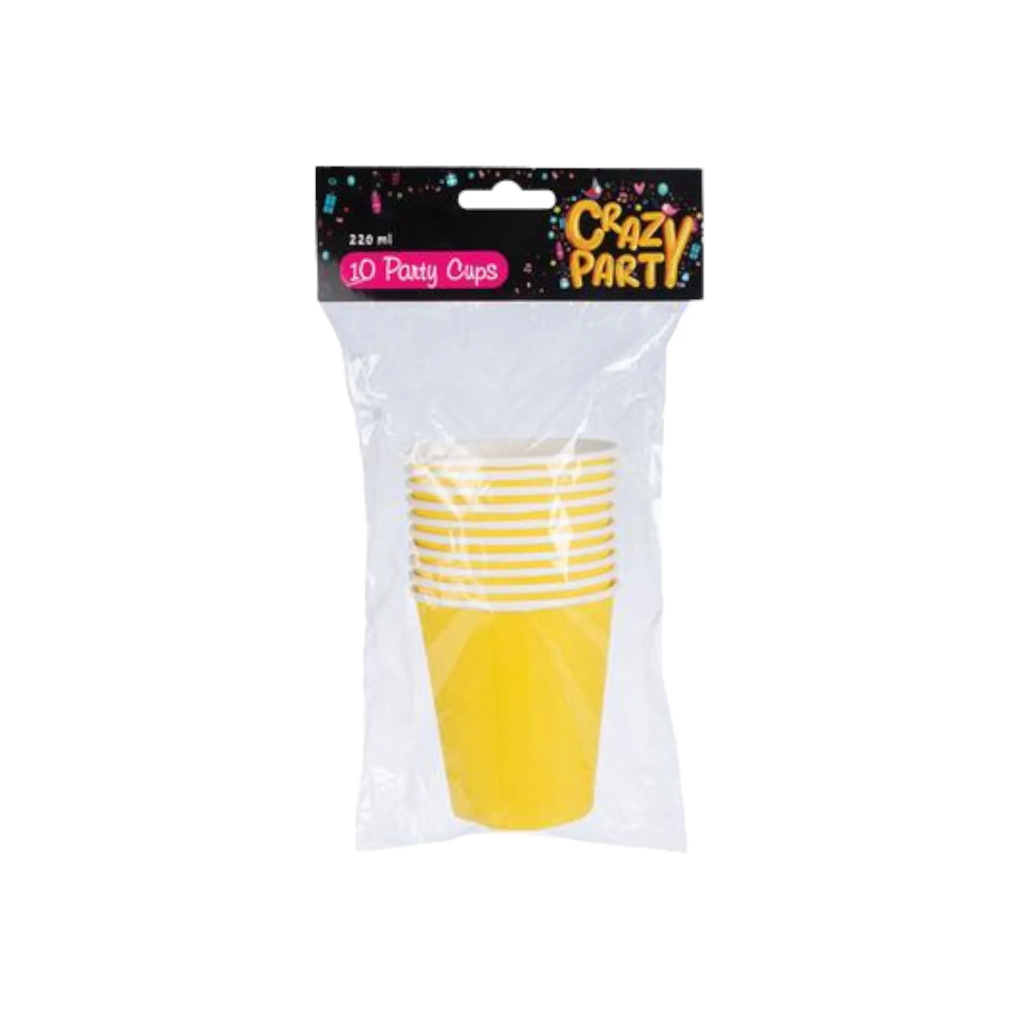 250ml Disposable Picnic Party Paper Cups Yellow 10pack