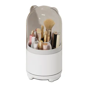 360° Rotating Dust-proof Makeup Brush Holder with Cover