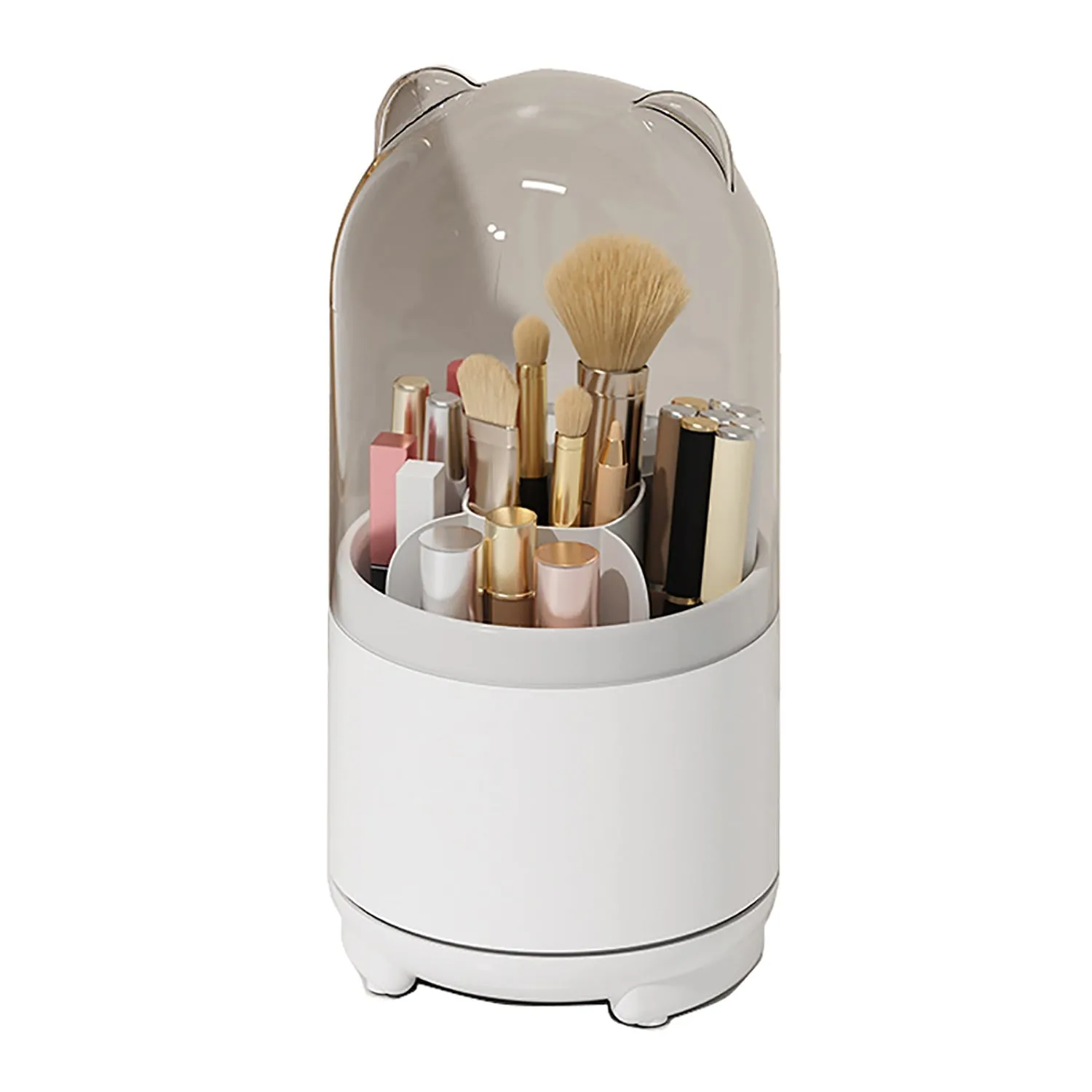 360° Rotating Dust-proof Makeup Brush Holder with Cover