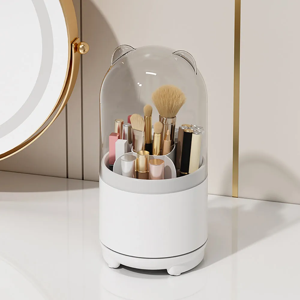 360° Rotating Dust-proof Makeup Brush Holder with Cover