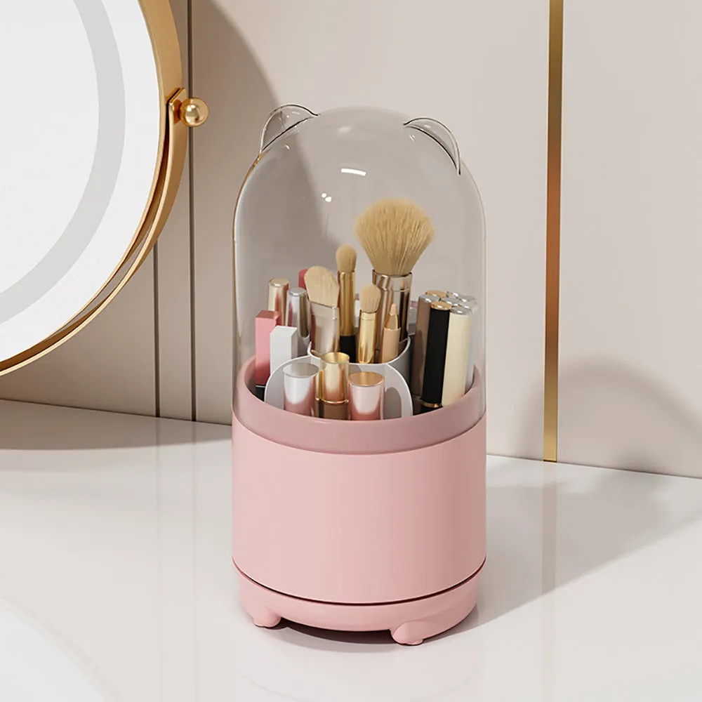 360° Rotating Dust-proof Makeup Brush Holder with Cover