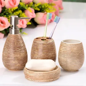 4 pcs Toothbrush Holder, Toothbrush Cup, Soap Dispenser and Soap Dish Bathroom Accessories