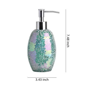 4-Pieces Bathroom Accessory Set Bright-Colored Mosaic Glass Bath Ensemble-Lotion