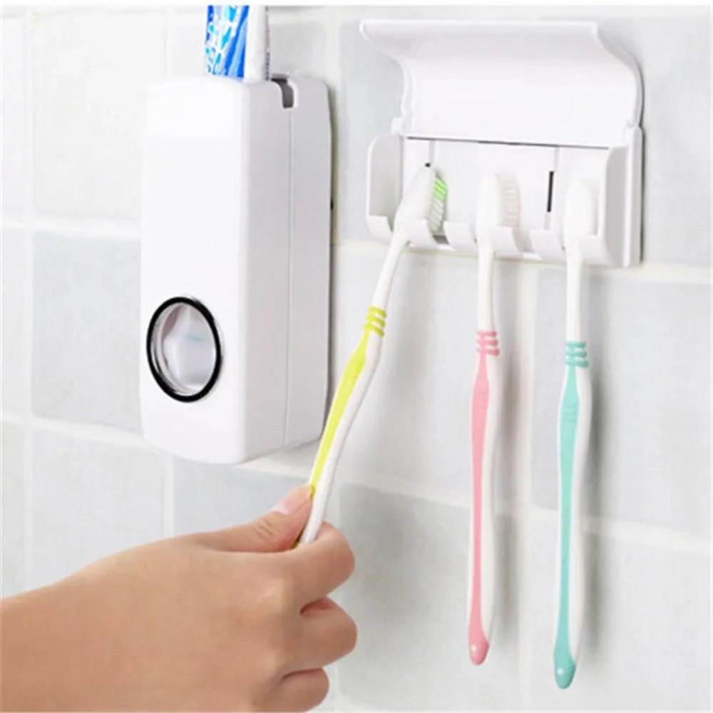 Automatic Toothpaste Dispenser   5 Toothbrush Holder