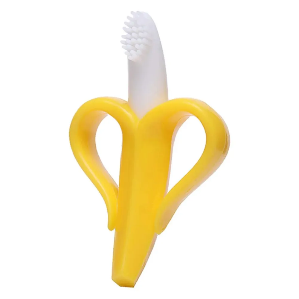 Banana Shape Easy Grip Silicone Toothbrush Cum Teether