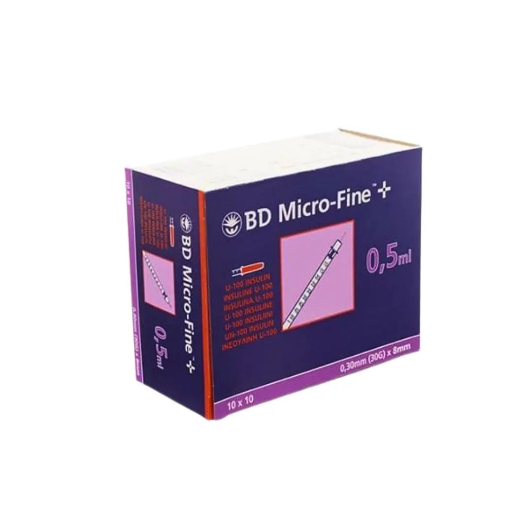 BD Micro Fine Plus 0.5ml U100 30G 8mm x 100