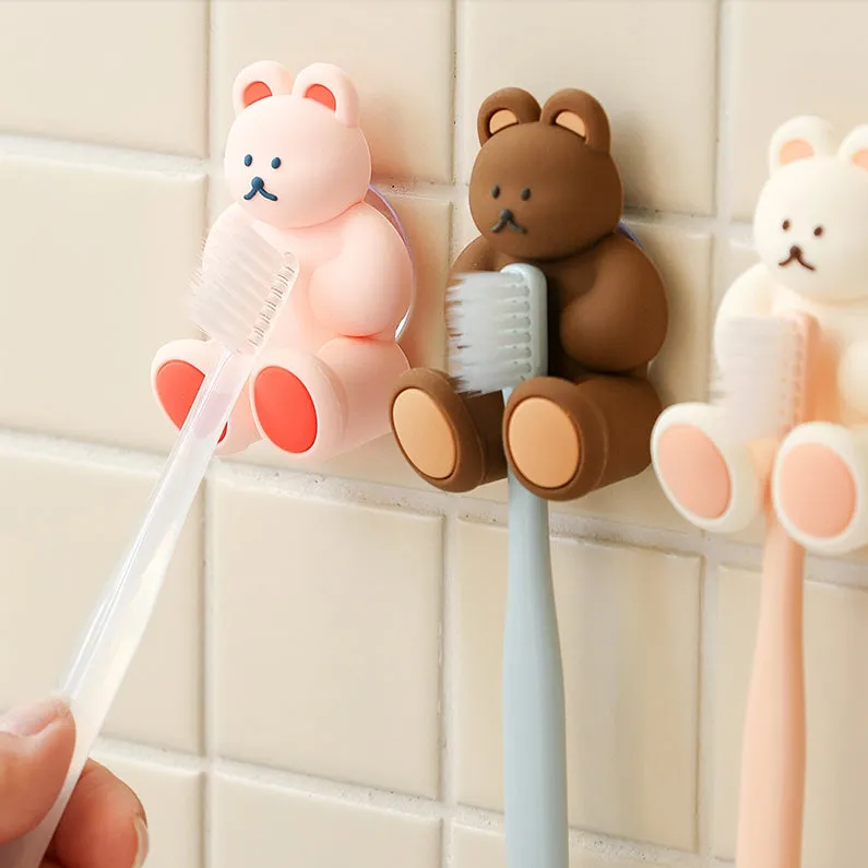 Bear Characters Toothbrushes Holders Teeth Dental Care Tools Bathrooms Racks Silicone