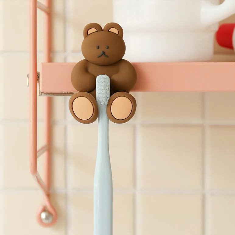 Bear Characters Toothbrushes Holders Teeth Dental Care Tools Bathrooms Racks Silicone