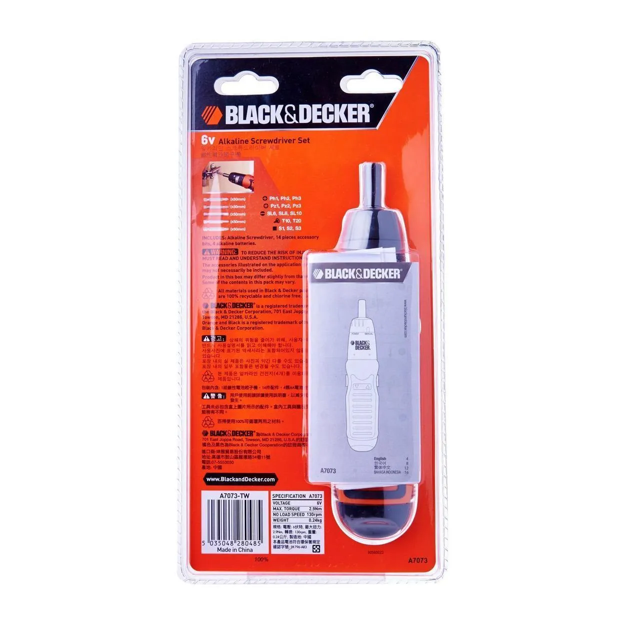 Black & Decker 6V Alkaline Screw Driver with 14 Bits Set