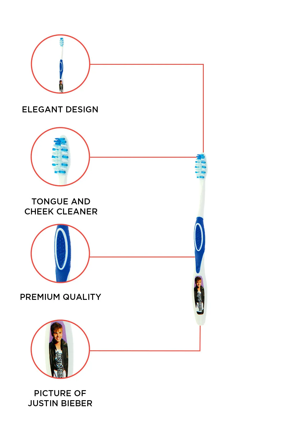 Brush Buddies Justin Bieber Manual Toothbrush-Blue