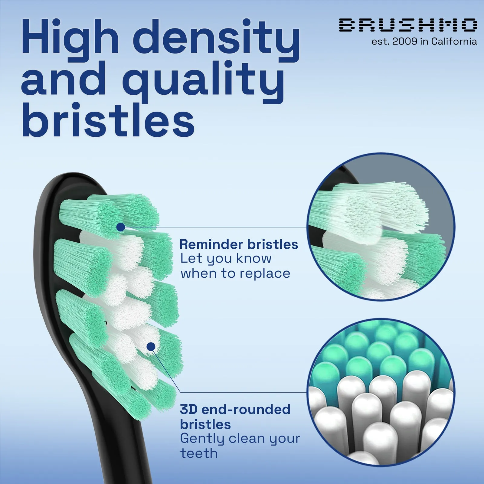 Brushmo Replacement Toothbrush Heads Compatible with Philips Sonicare Electric Toothbrush, black, 8 Pack