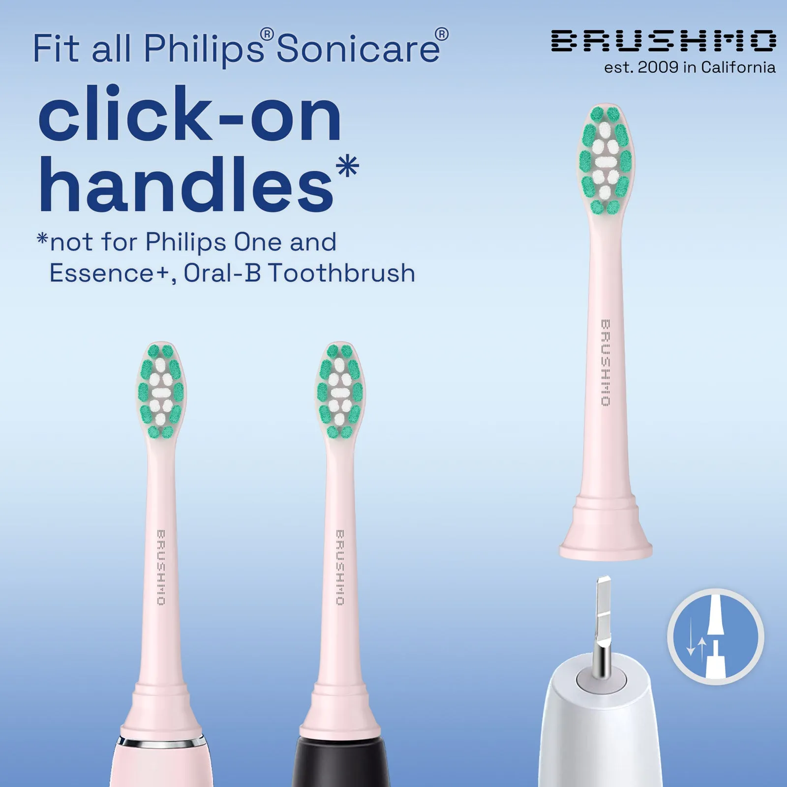 Brushmo Replacement Toothbrush Heads Compatible with Philips Sonicare Electric Toothbrush, pink, 8 Pack