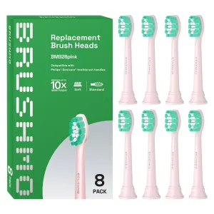 Brushmo Replacement Toothbrush Heads Compatible with Philips Sonicare Electric Toothbrush, pink, 8 Pack