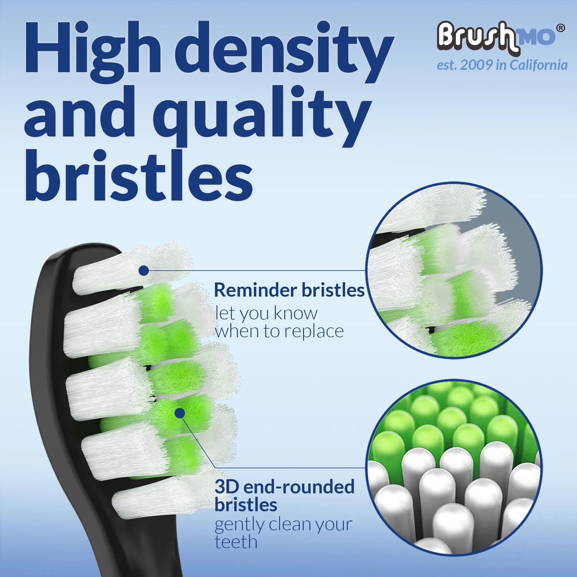 Brushmo Replacement toothbrush heads for Philips Sonicare DiamondClean HX6063, Black, 8 Pack