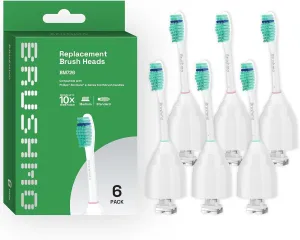 Brushmo Standard Size Replacement Toothbrush Heads Compatible with Philps Sonicare e-Series HX7022 HX7023, 6pk