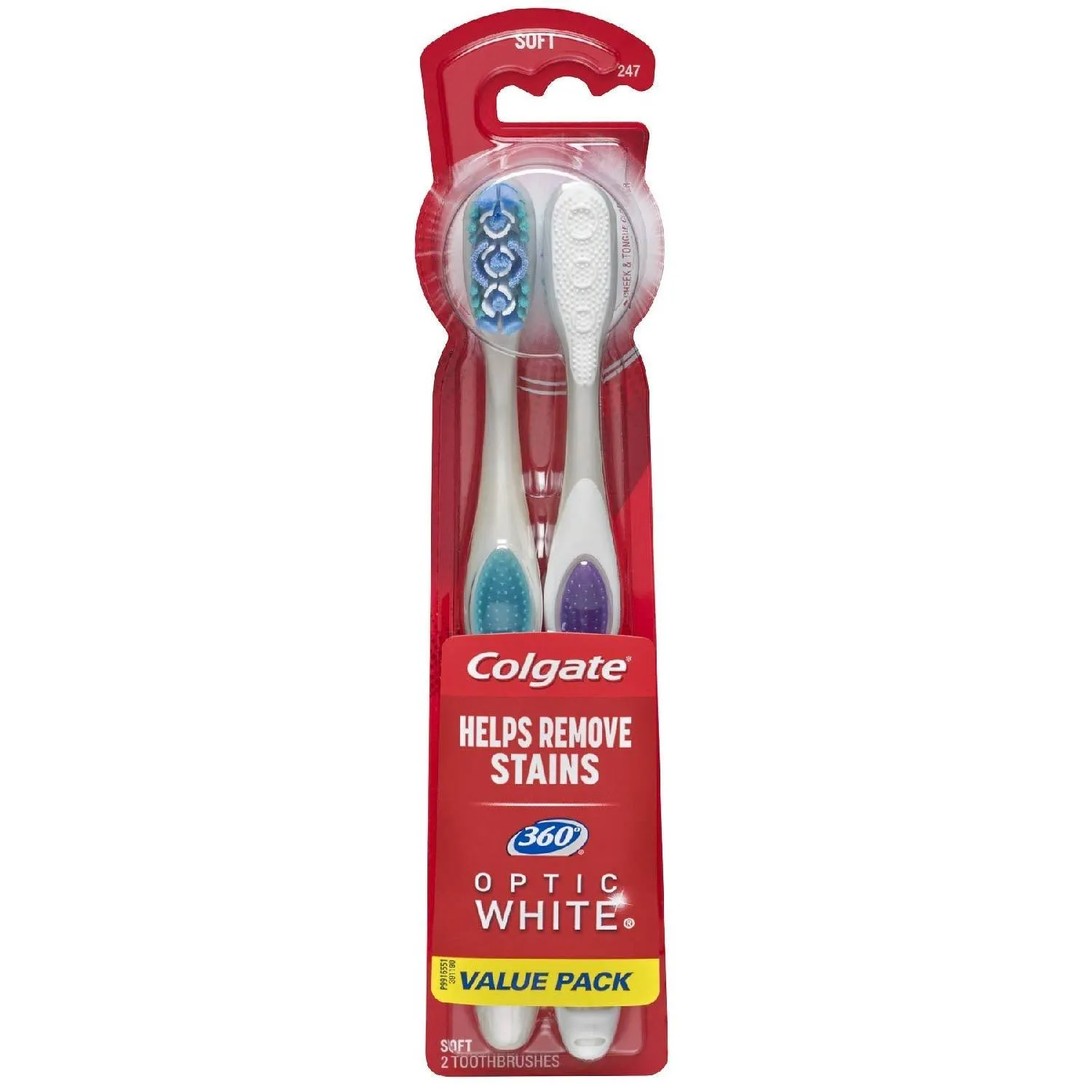 Colgate 360 Optic White Whitening Toothbrush Soft 2 ct/ea - 12 Pack