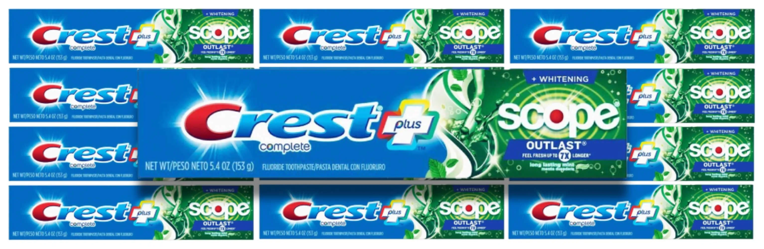 Crest - Complete Whitening Scope Outlast Toothpaste, Mint - 5.4 oz - 12 Pack