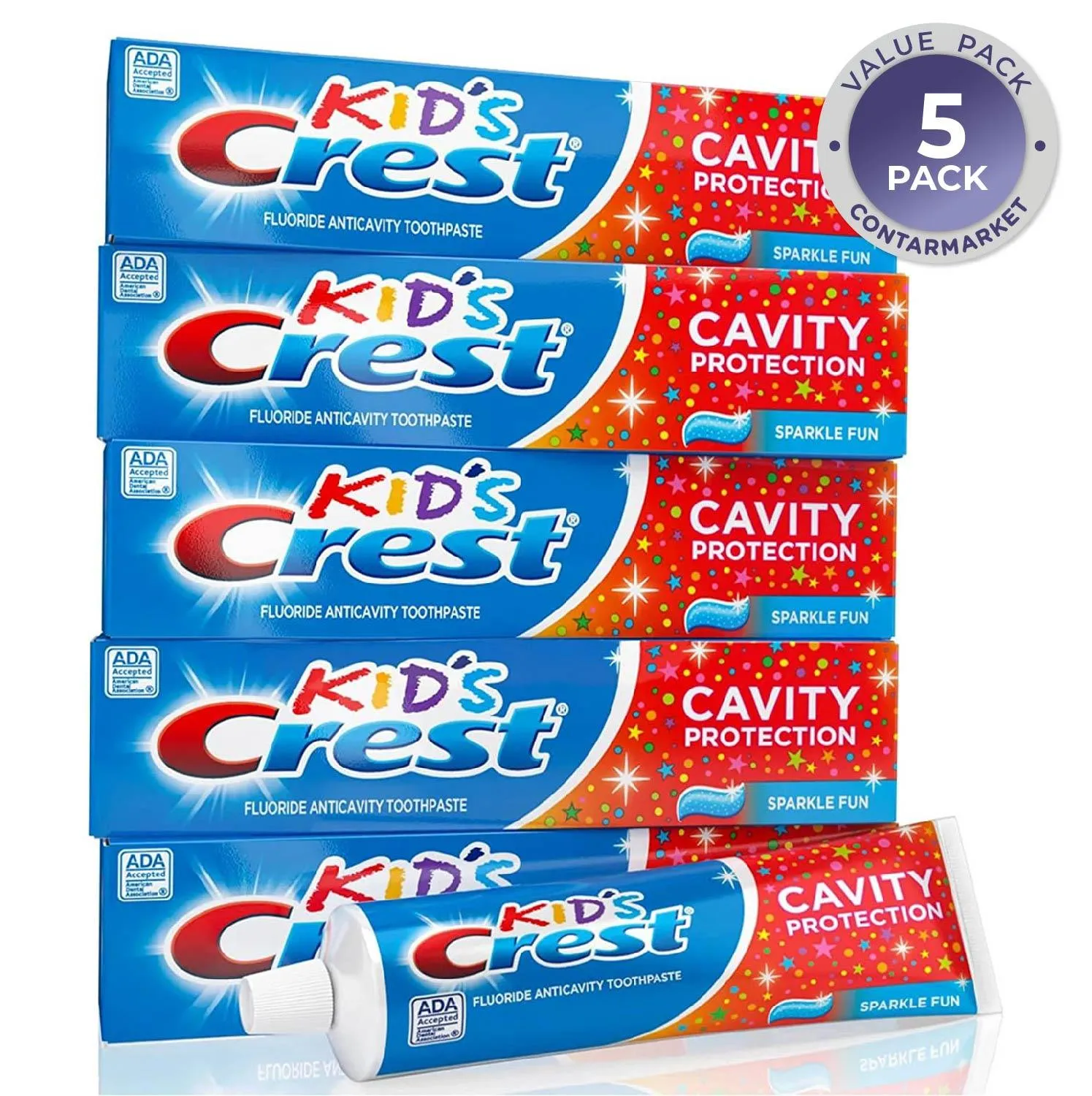 Crest Kids Toothpaste, Sparkle Fun - 5 pack -4.6 Oz