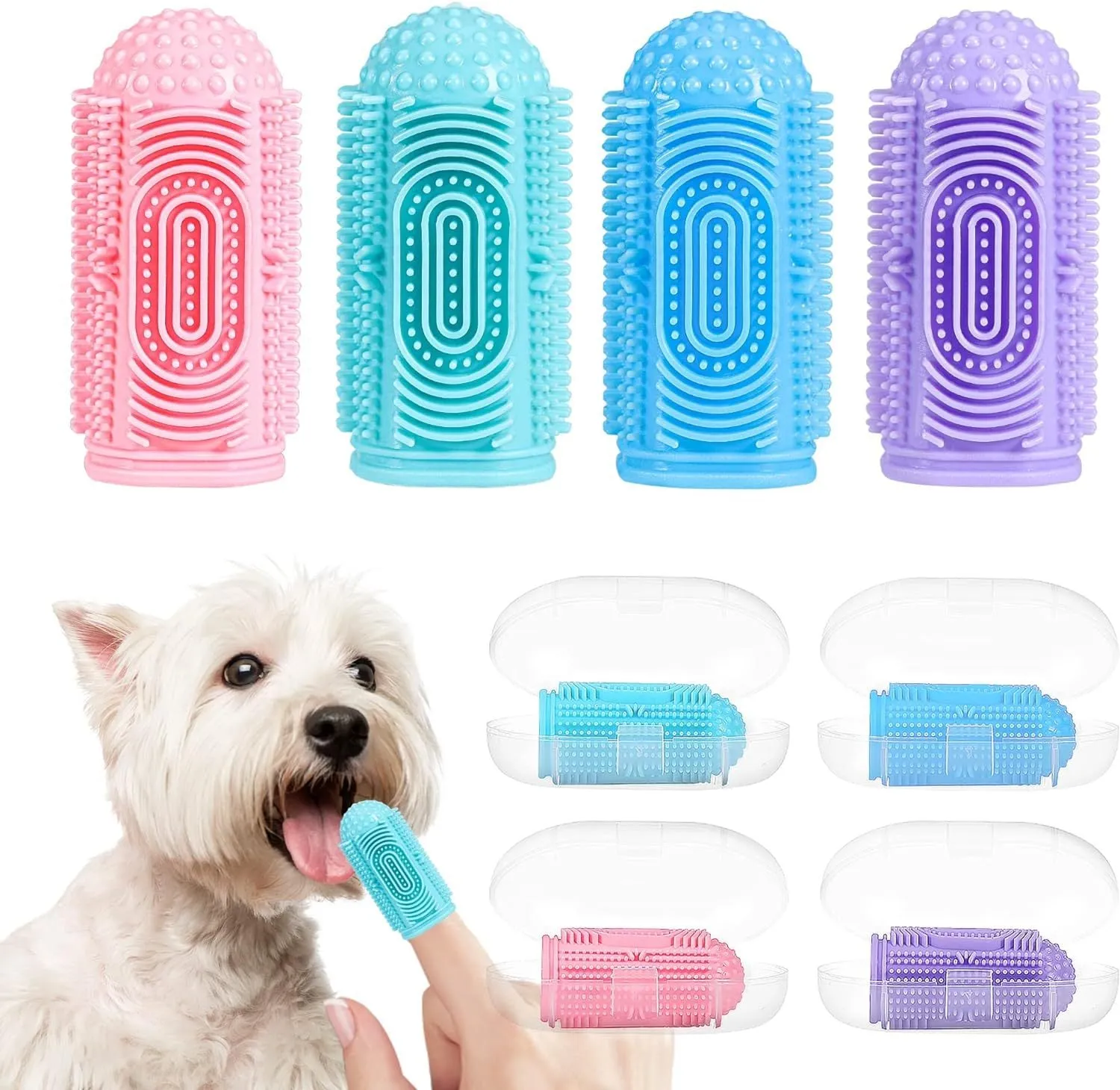 Dog Toothbrush and Cleaning Kit, Dog Finger Toothbrush, Cat Toothbrush