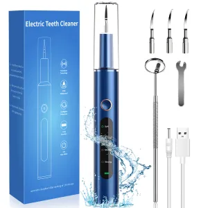 Electric Plaque Remover for Teeth, Rechargeable Teeth Cleaning Kit with 4 Modes