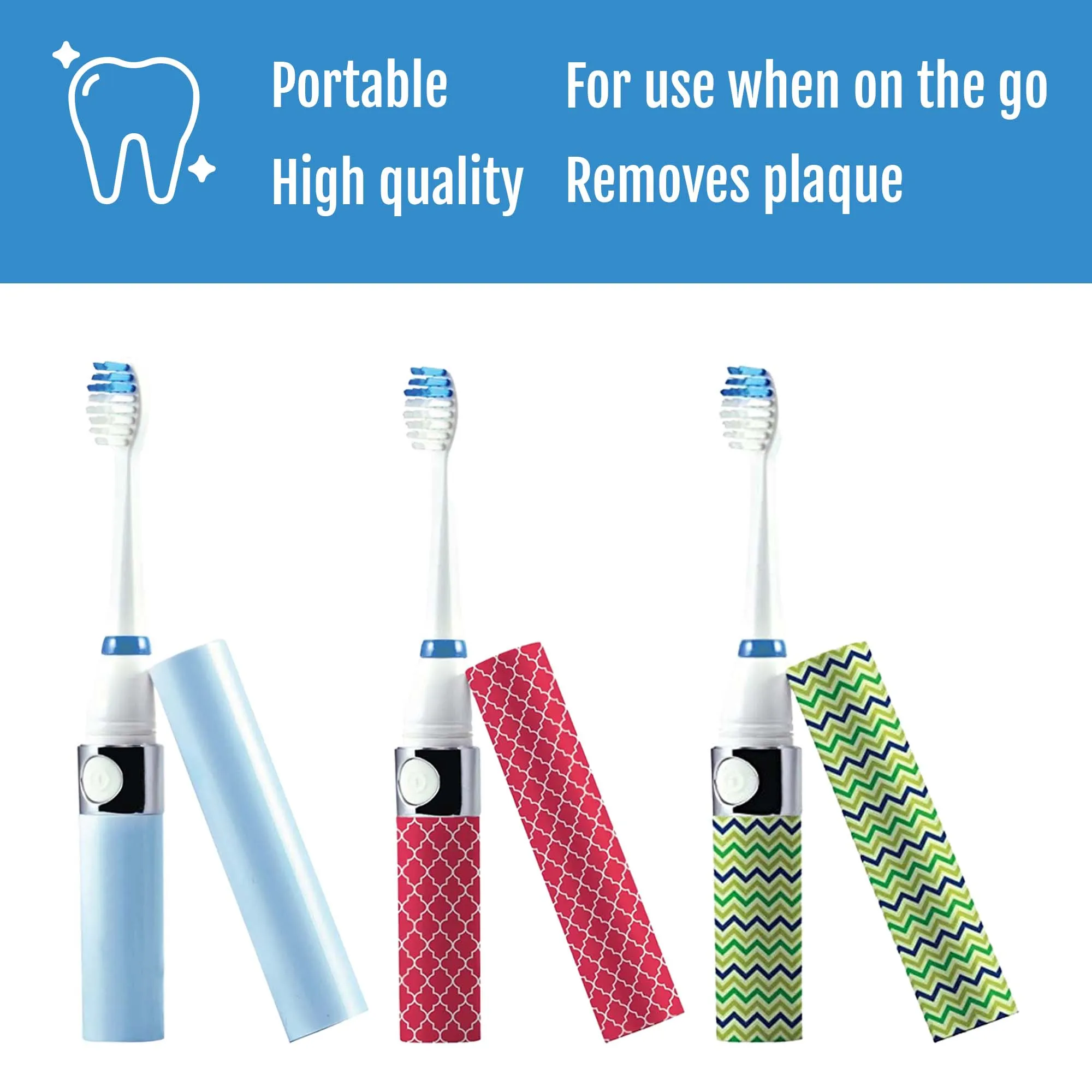 Family Bundle: Pursonic Portable Sonic Toothbrush 3-Pack (Blue, Green, Pink)