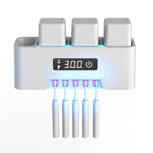 Family Size Electric Toothpaste Dispenser Toothbrush Head Holder LED Toothbrush Sanitizer