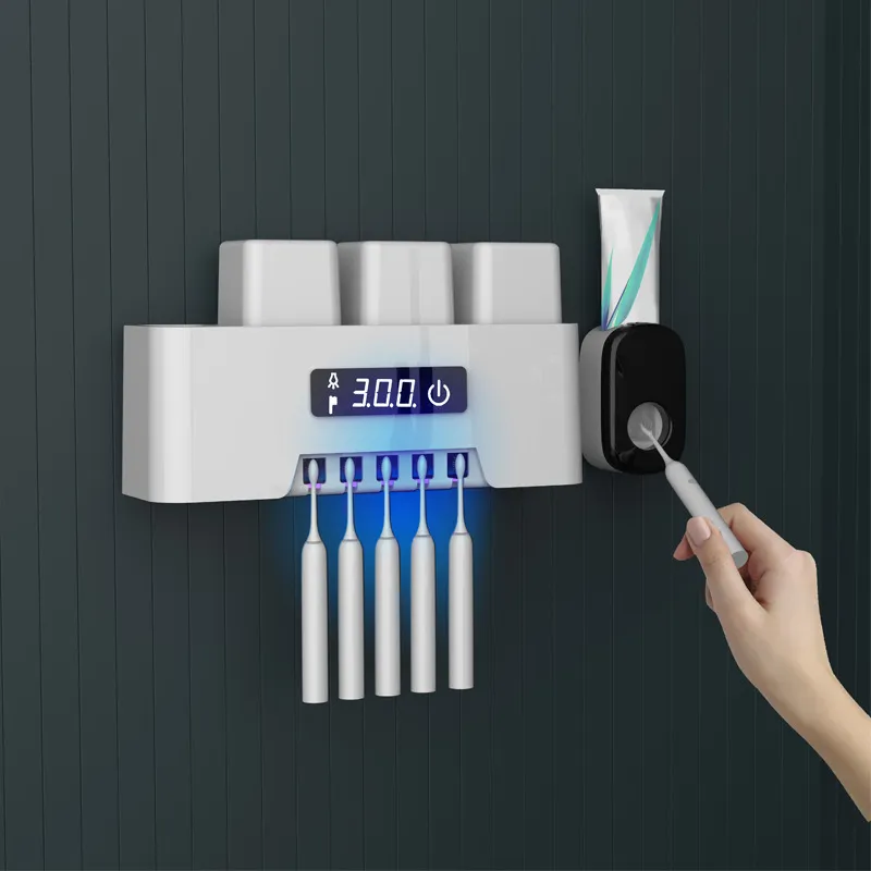 Family Size Electric Toothpaste Dispenser Toothbrush Head Holder LED Toothbrush Sanitizer