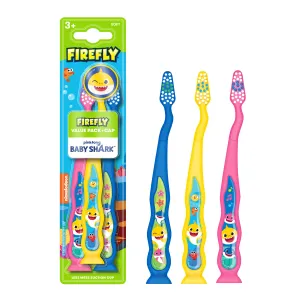 Firefly Kids Baby Shark Value Pack, Soft Bristled Toothbrushes, Ages 3 , 3 Count