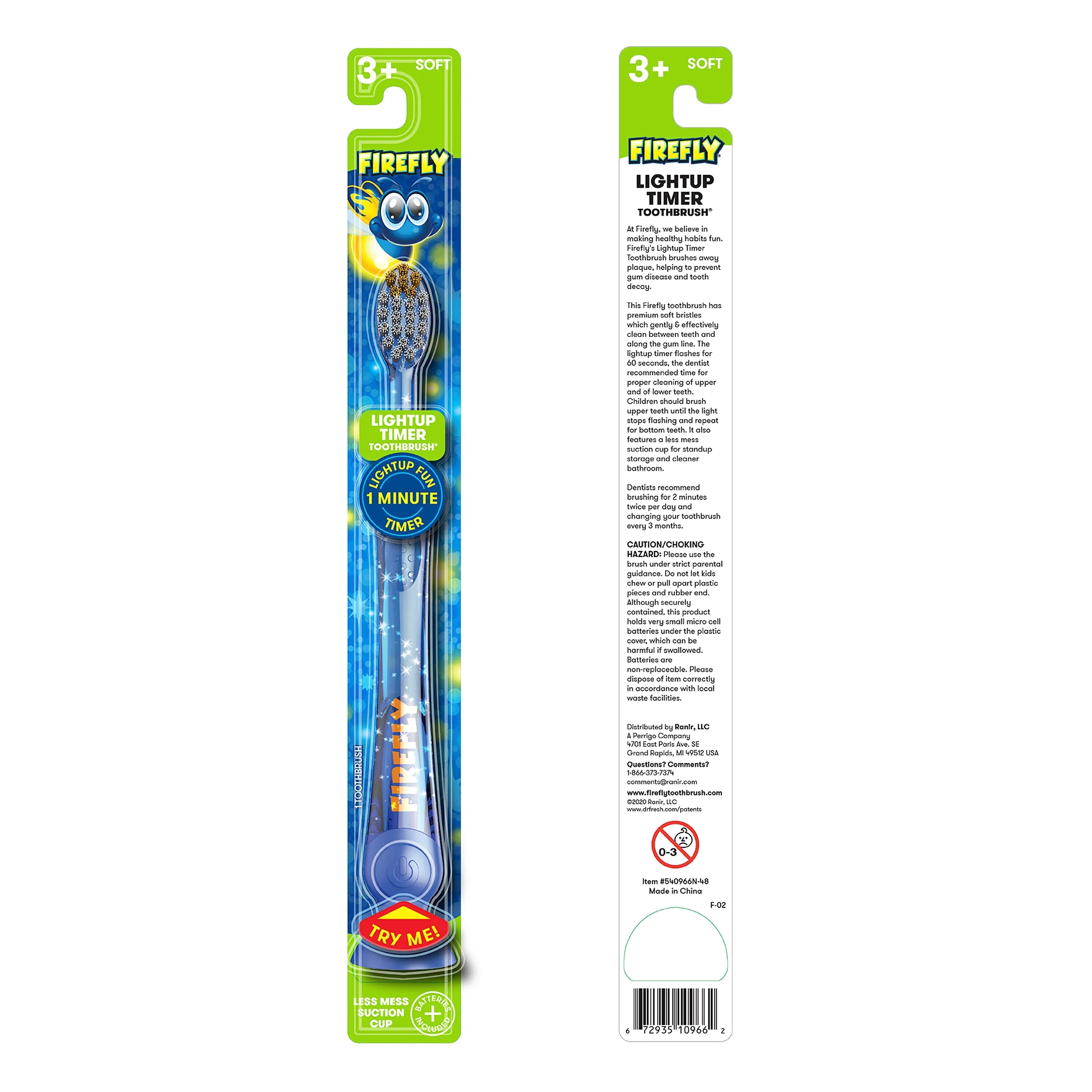 Firefly Light Up Timer Toothbrush, Premium Soft Bristles, 1 Count