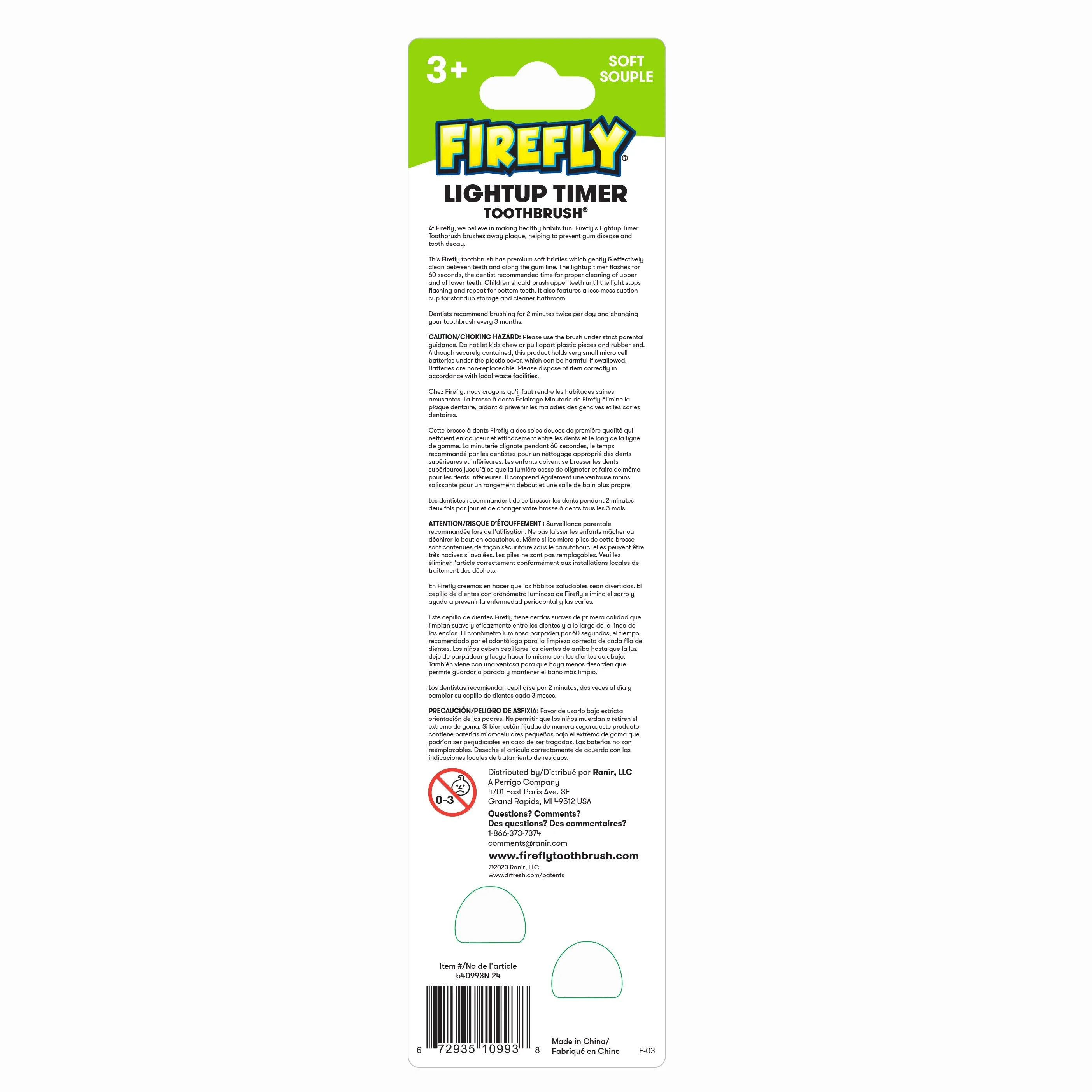 Firefly Light Up Timer Toothbrush, Premium Soft Bristles, 2 Count