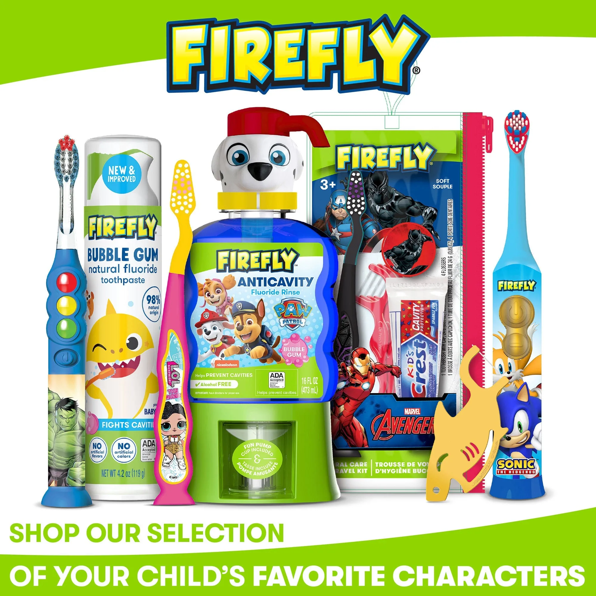 Firefly Play Action Trolls Battery Powered Toothbrush Kit