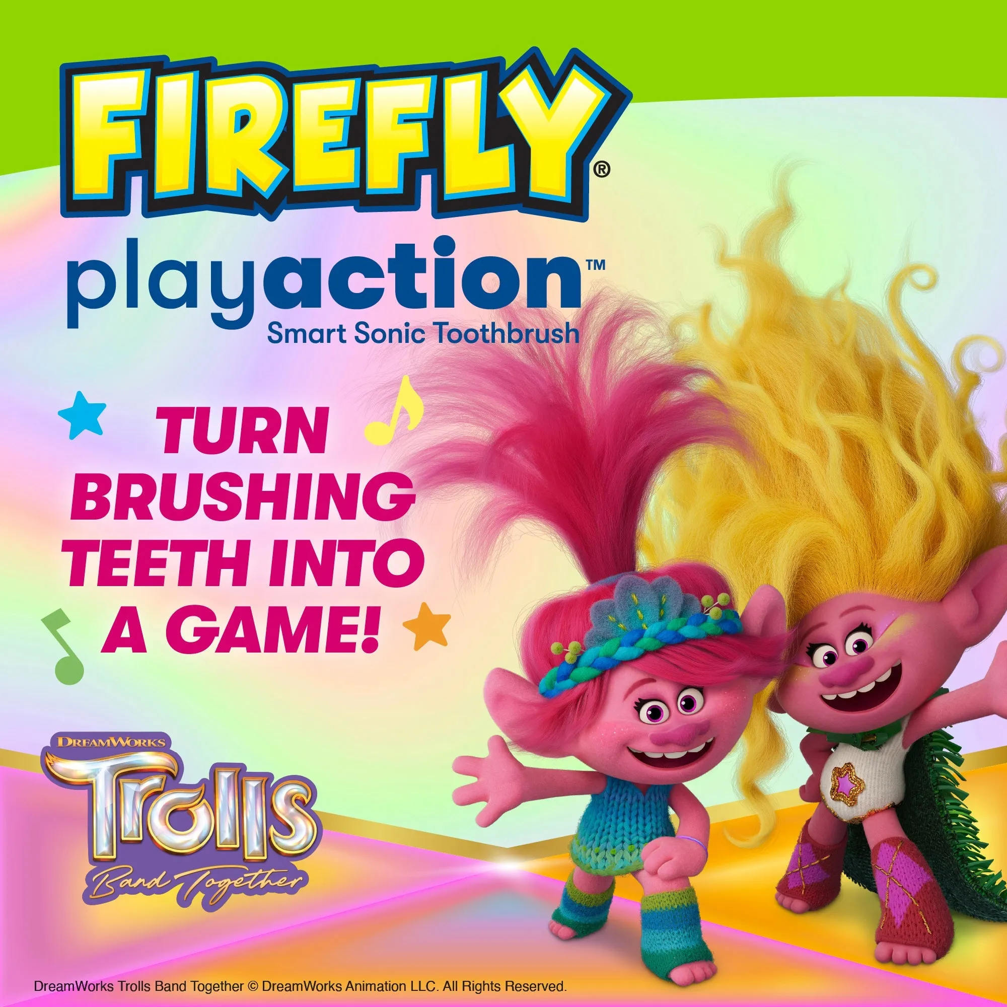 Firefly Play Action Trolls Battery Powered Toothbrush Kit