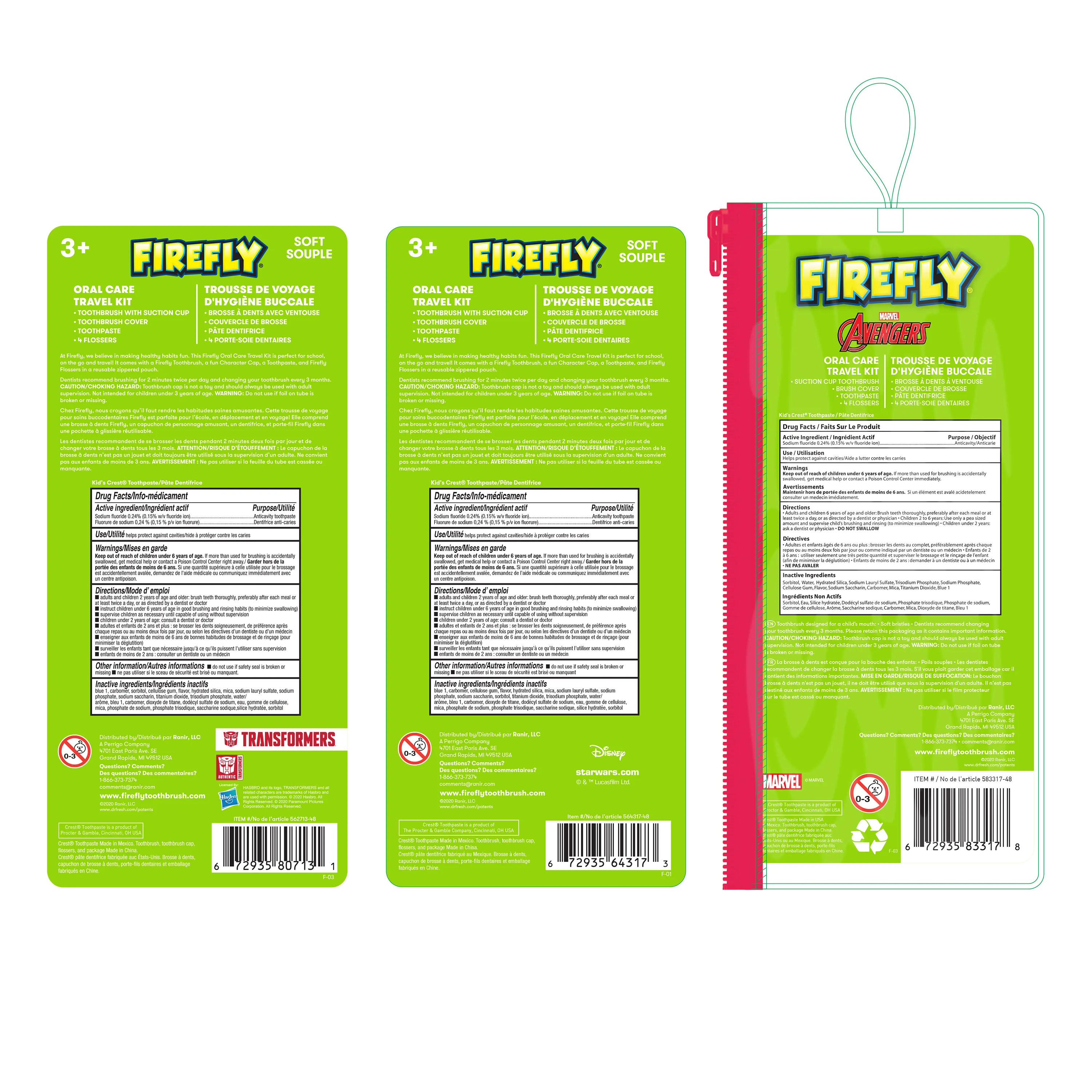 Firefly Premium Assorted Travel Kit (Avengers, Star Wars, Transformers)