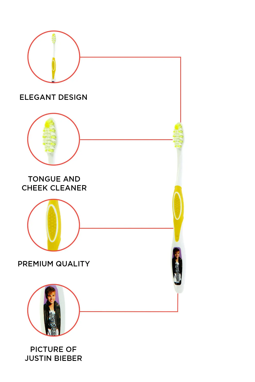 Justin Bieber Manual Toothbrush-Yellow