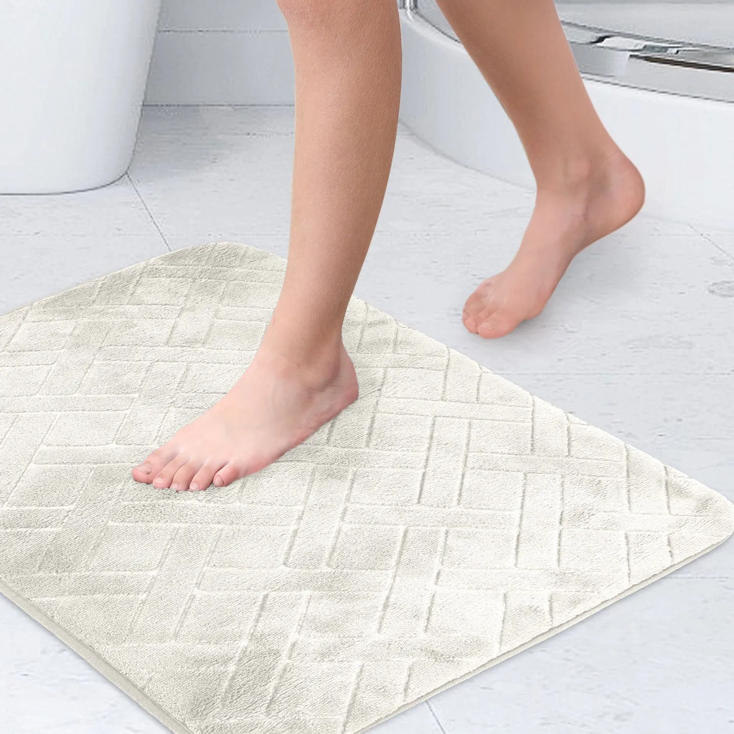 Matrix Embossed Foam Bath Mat - Natural