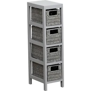 MDF Grey Furniture With4 Weaved Paper Baskets - Grey/Grey Baskets