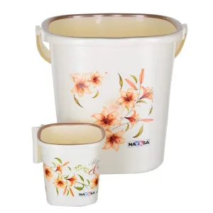 NAYASA Square DLX Bucket And Mug Set For Bathroom