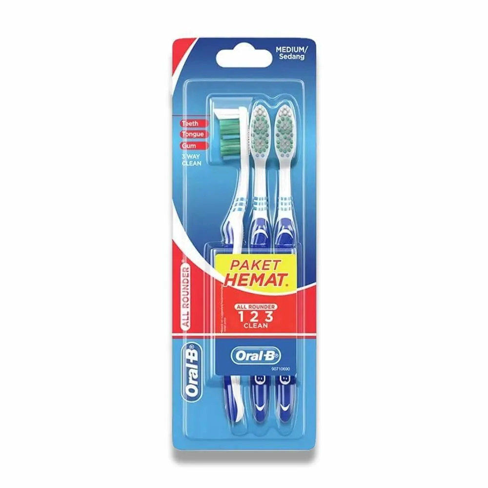 Oral-B - All Rounder Toothbrush, Medium Bristles, 3 Pack, Color Variety - 96 Pack