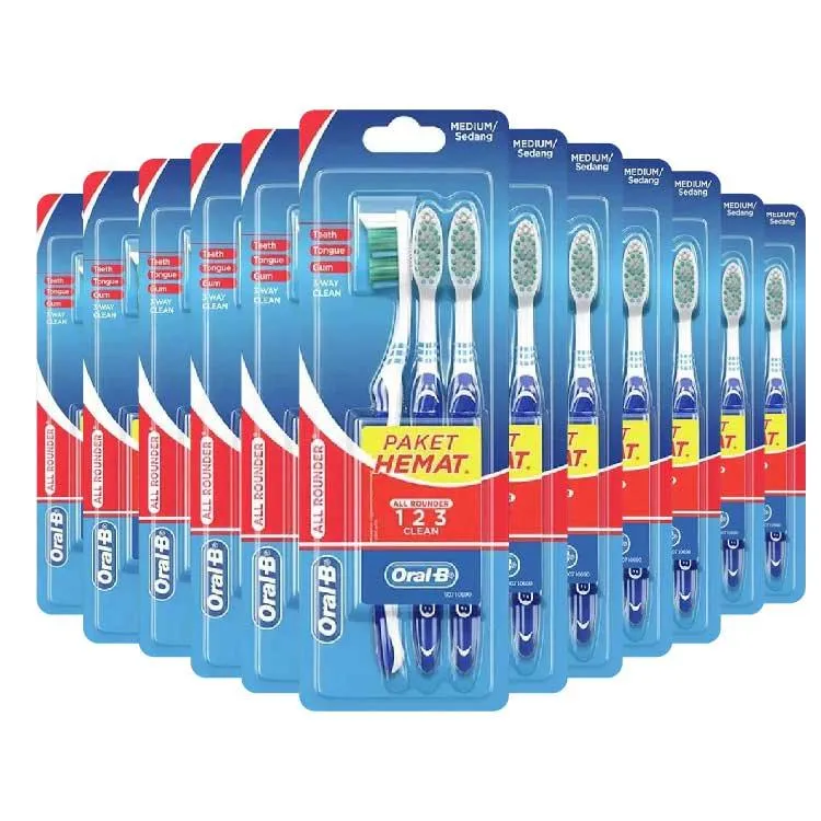 Oral-B - All Rounder Toothbrush, Medium Bristles, 3 Pack, Color Variety - 96 Pack