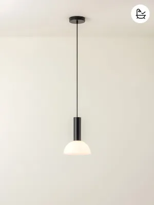 Silio - 1 light matt black and opal pendant