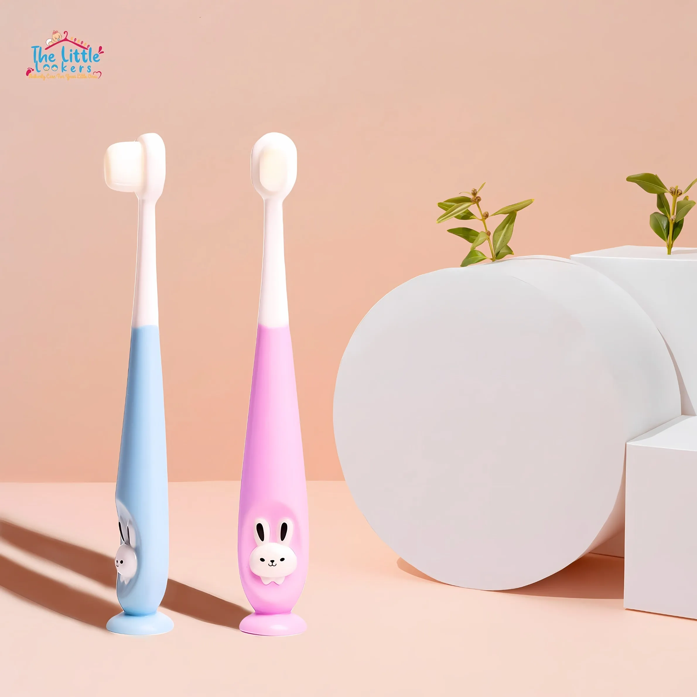 THE LITTLE LOOKERS Baby Toothbrush I Supersoft Bristles & Section Cup Base Tooth Brush for Kids/Babies/Toddlers - (Pack of 2)