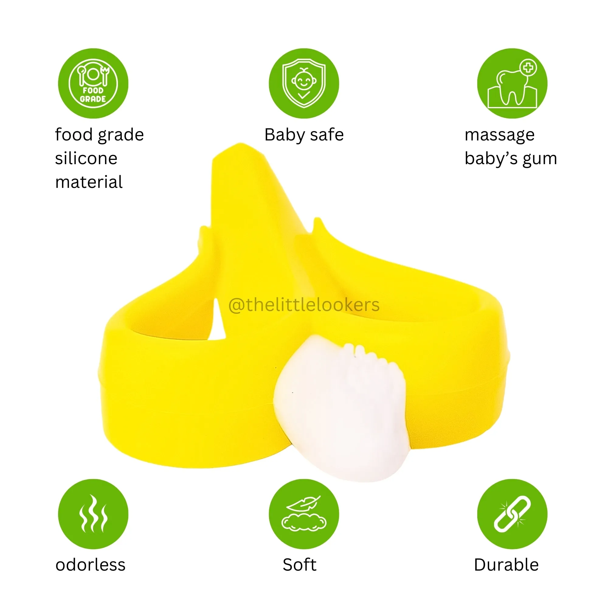 The Little Lookers Single Silicone Banana Shaped Teething Toothbrush/Teether for Baby/Toddlers/Infants/Children