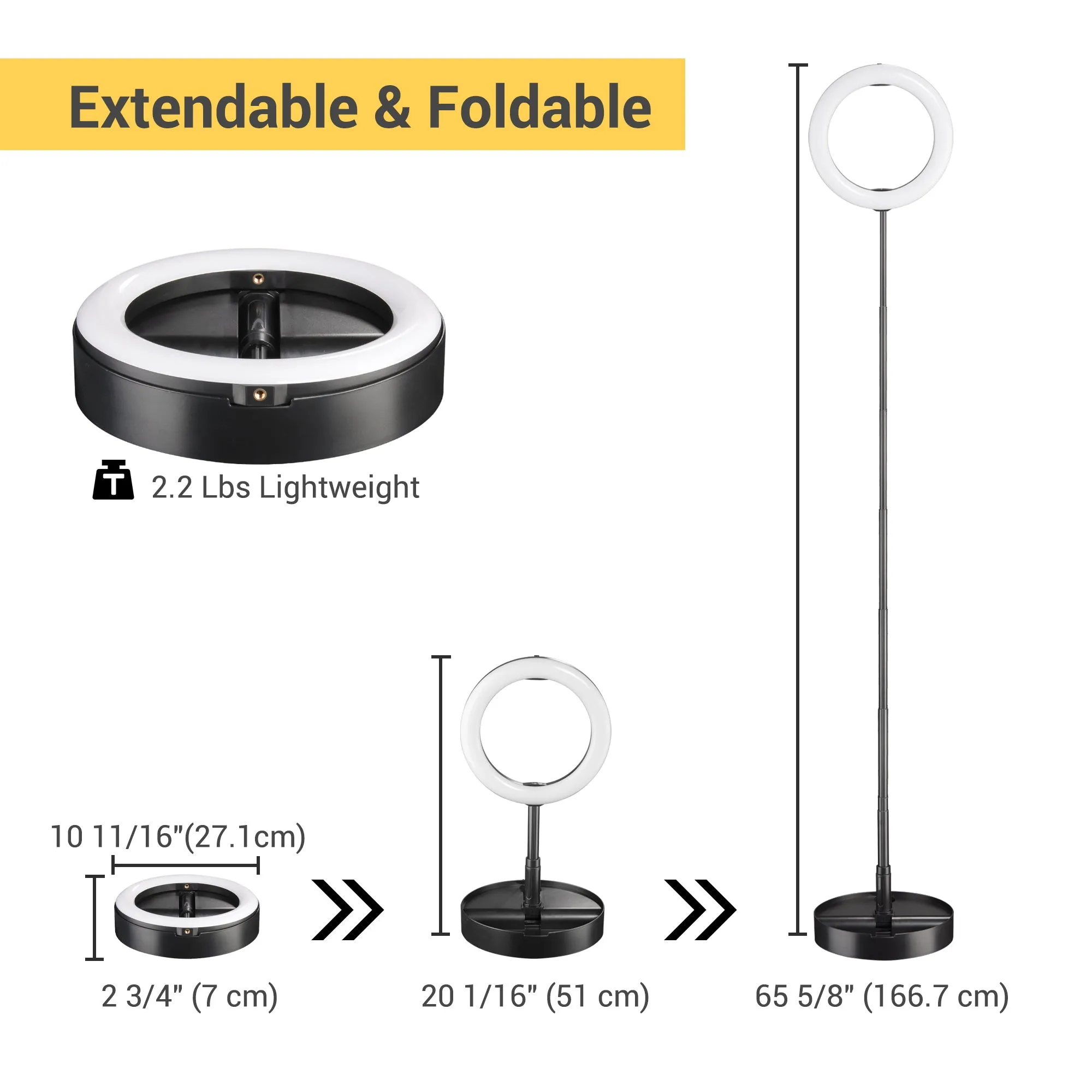 TheLAShop 10" Dimmable Ring Light Collapsible Stand for Travel