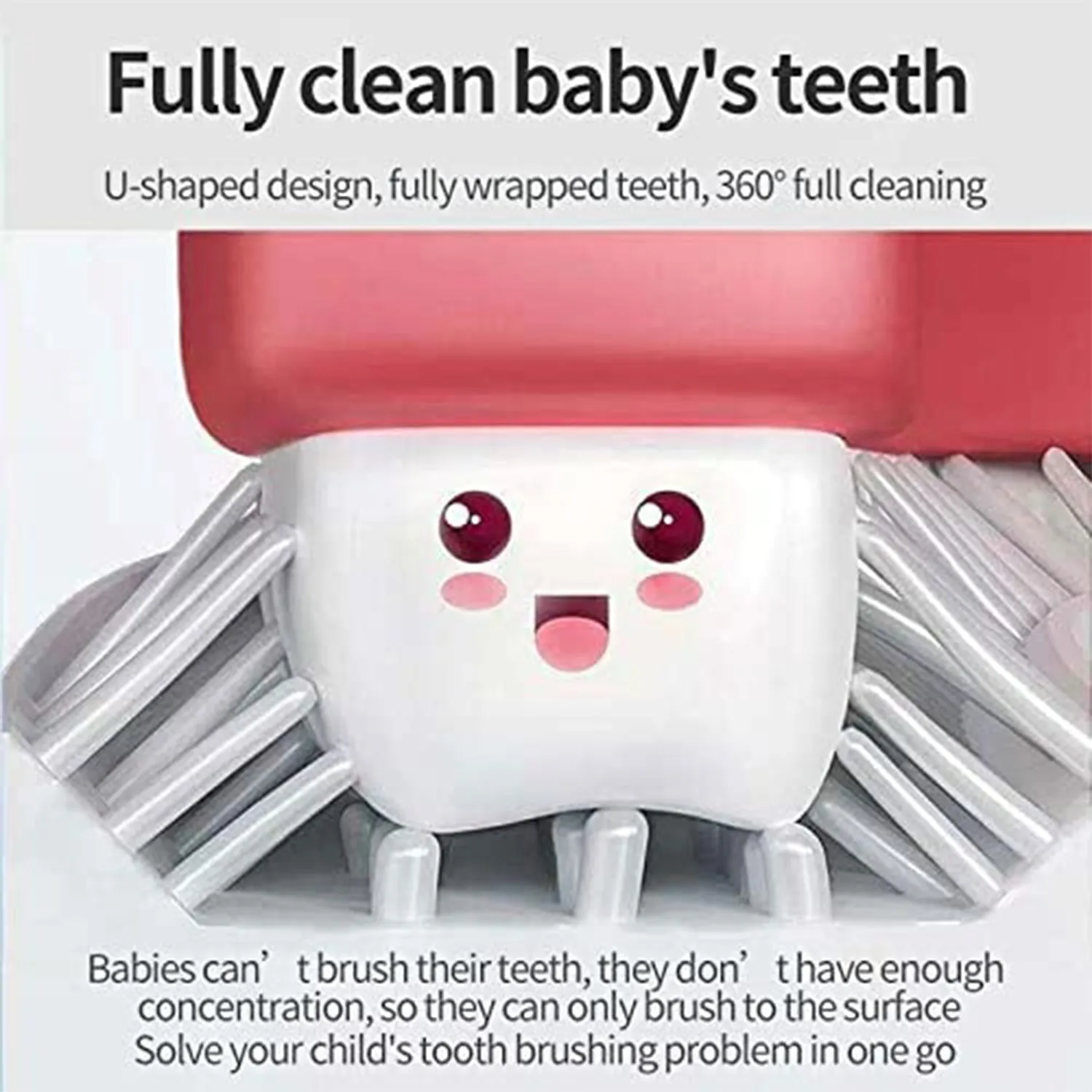 U Shaped Toothbrush for Kids, 2-6 Years Kids Baby Infant Toothbrush, Food Grade Ultra Soft Silicone Brush Head