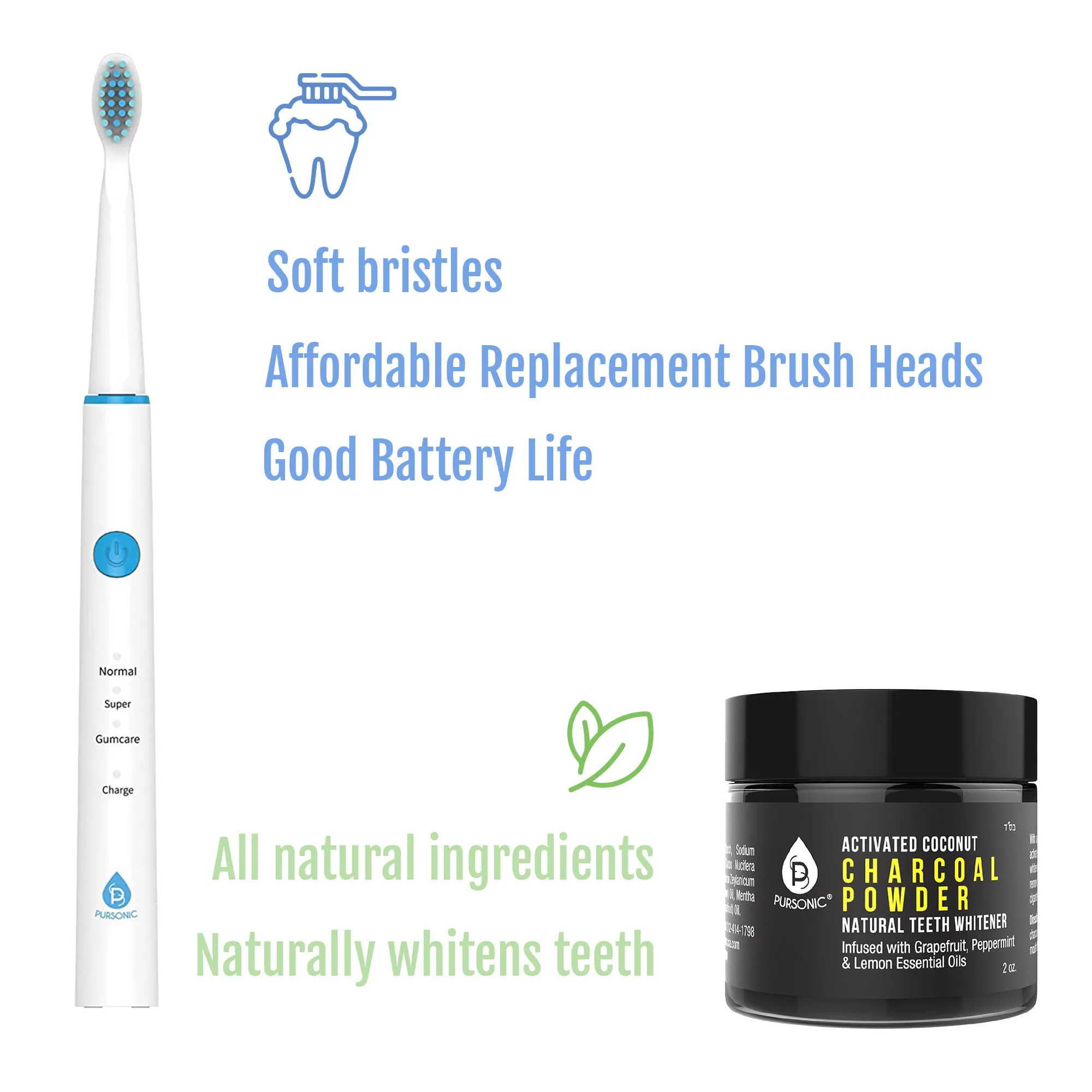 USB Rechargeable Rotary Toothbrush   Freebie Activated Coconut Charcoal Powder Natural Teeth Whitener