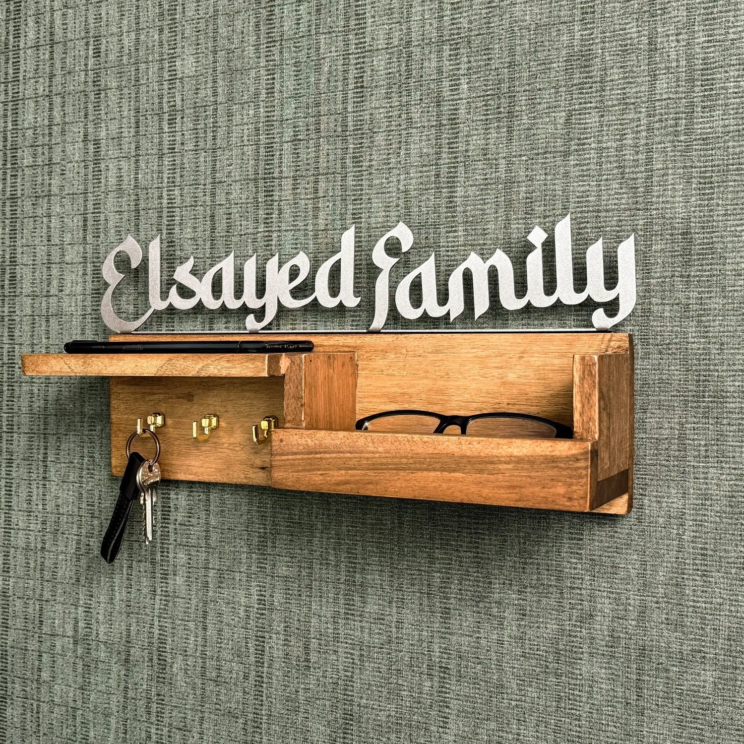 Wood Islamic Key Holder - Personalized Family Sign Wall Art Home Decor