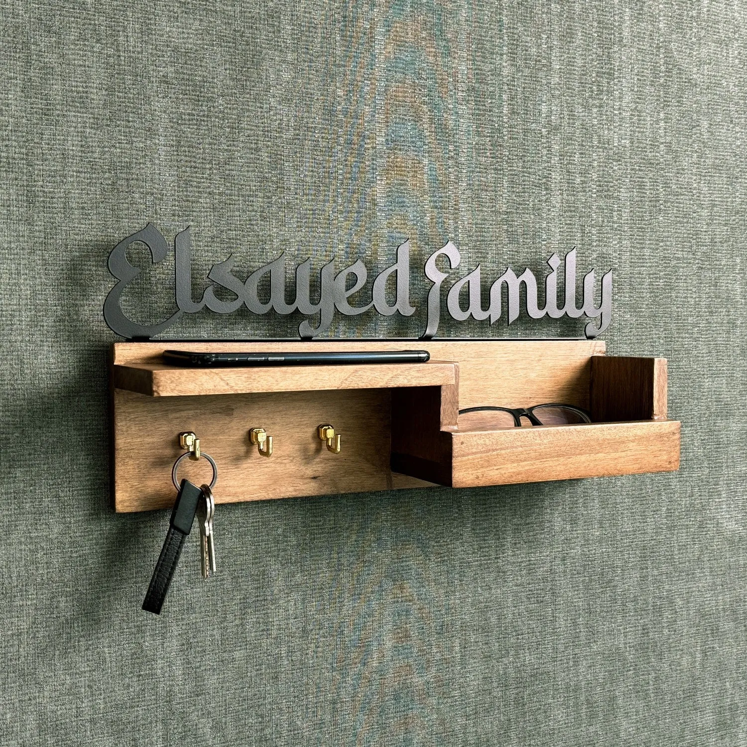 Wood Islamic Key Holder - Personalized Family Sign Wall Art Home Decor