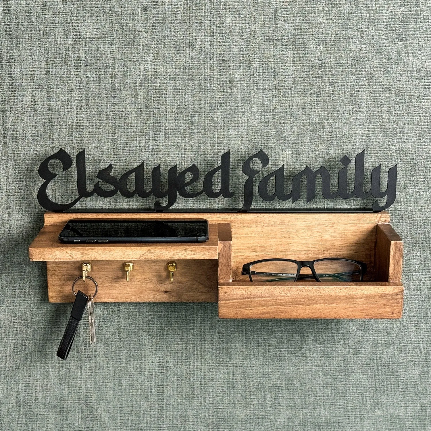 Wood Islamic Key Holder - Personalized Family Sign Wall Art Home Decor