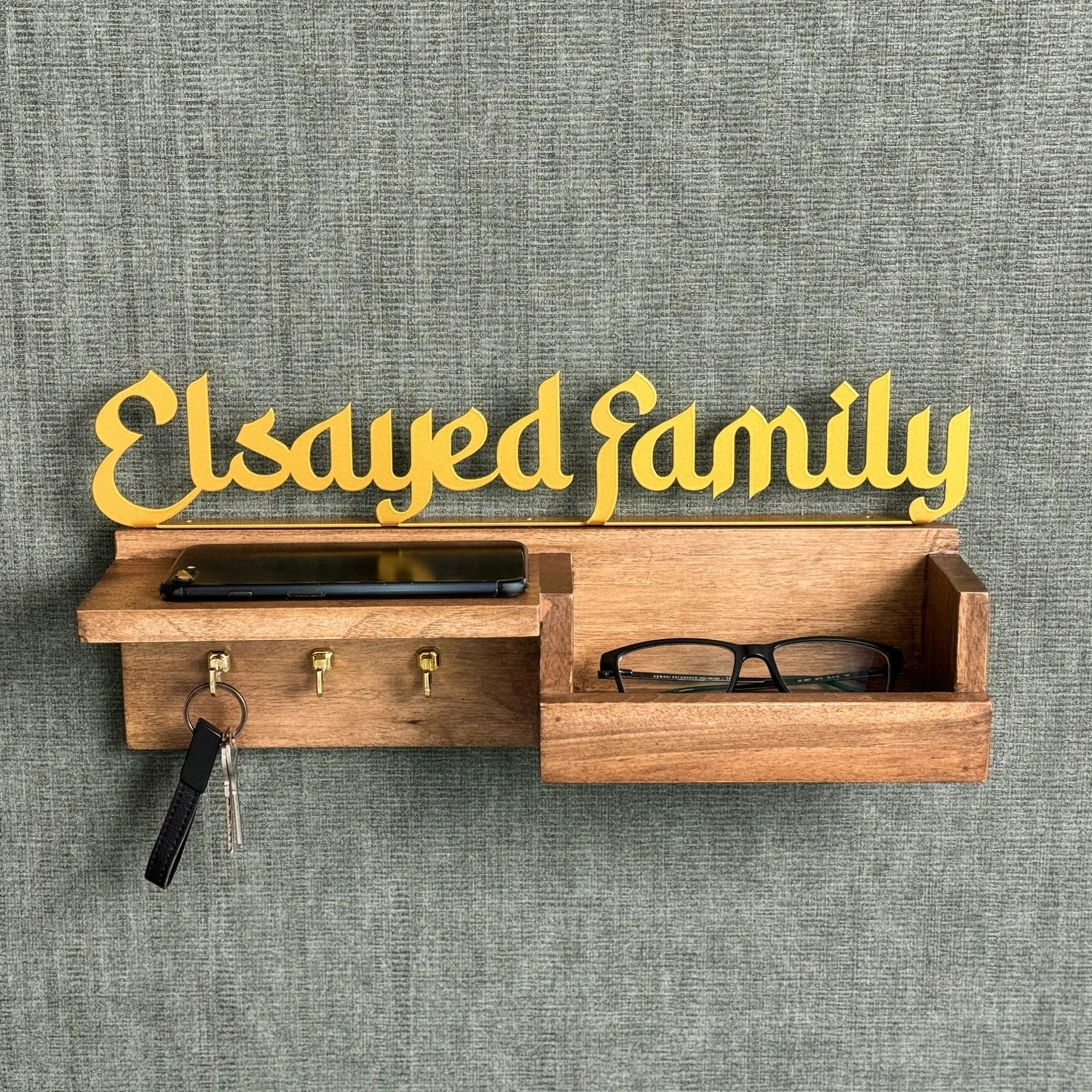 Wood Islamic Key Holder - Personalized Family Sign Wall Art Home Decor